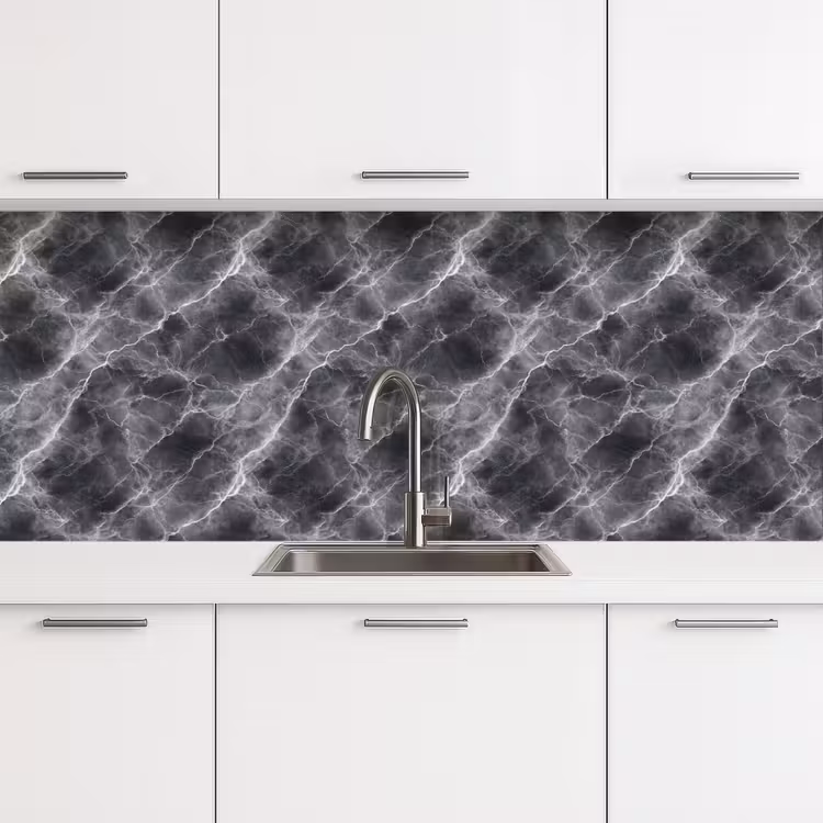 Keuken achterwand - Donkergrijs - Bliksem - Marmer — 4