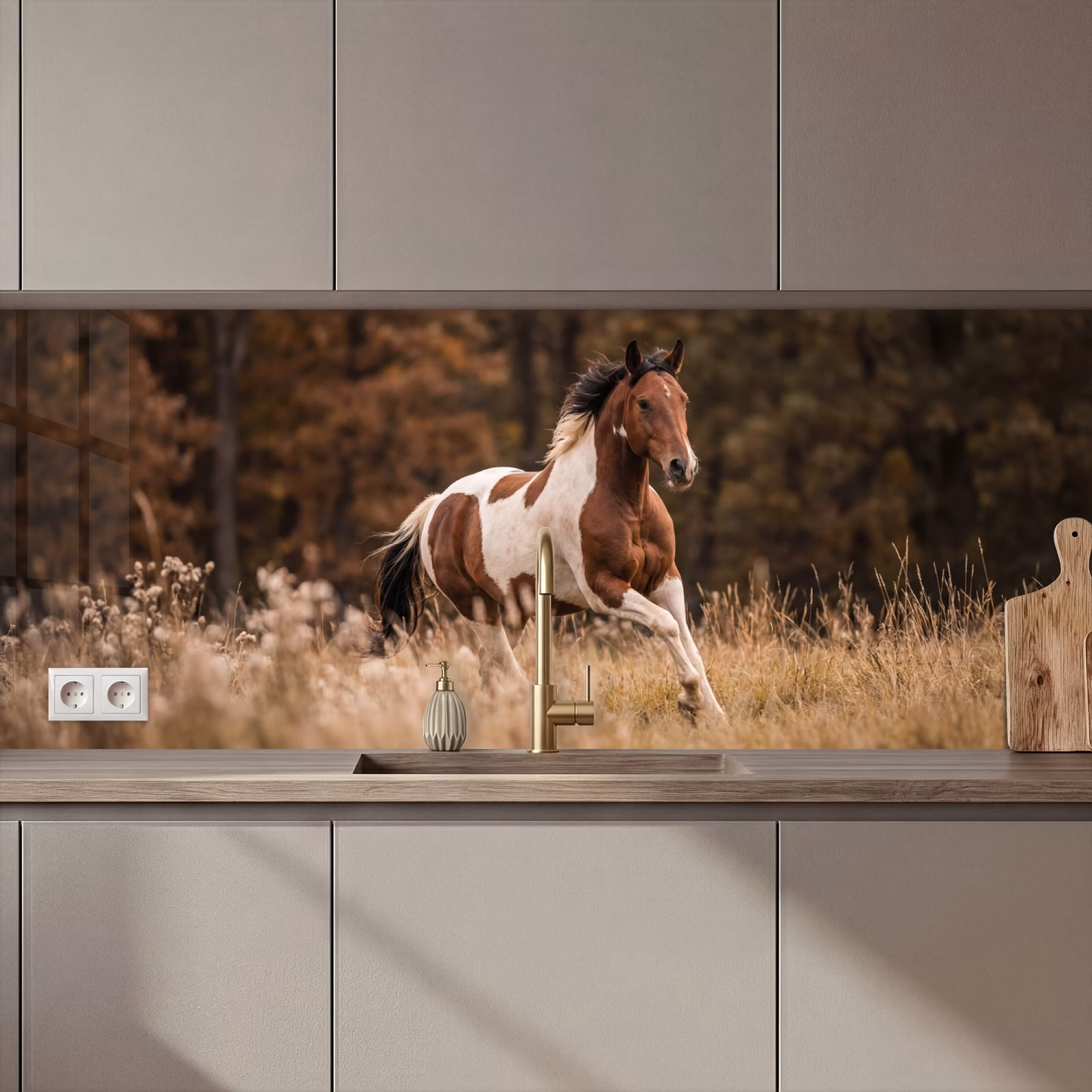 Keuken achterwand - Paard - Bruin - Gras — 1