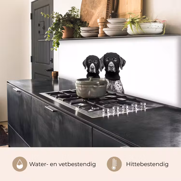 Keuken achterwand - Honden - Bivakmuts - Zwart - wit — 5