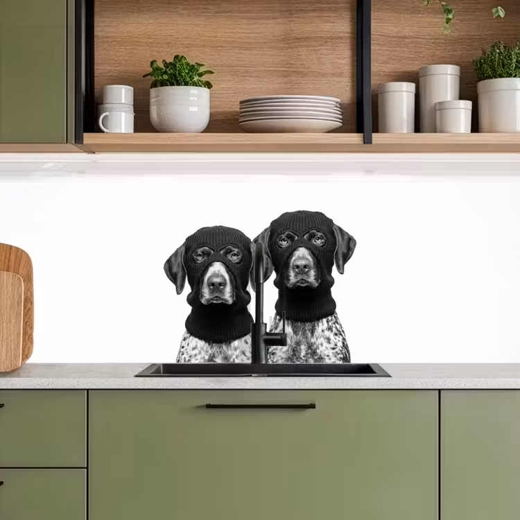 Keuken achterwand - Honden - Bivakmuts - Zwart - wit — 7