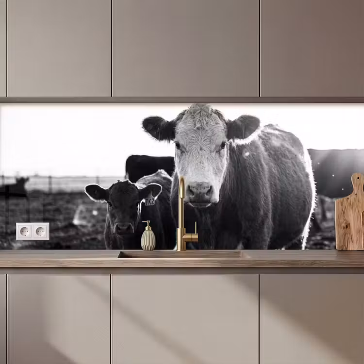 Keuken achterwand - Koeien - Zwart - Wit — 1