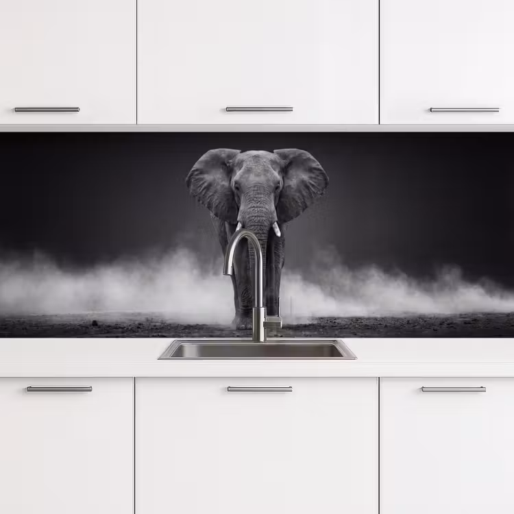 Keuken achterwand - Olifant - Zwart - Wit - Rook — 4