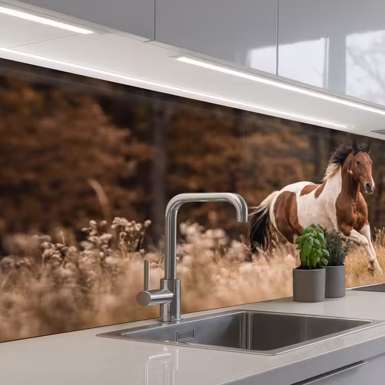 Keuken achterwand - Paard - Bruin - Gras — 2