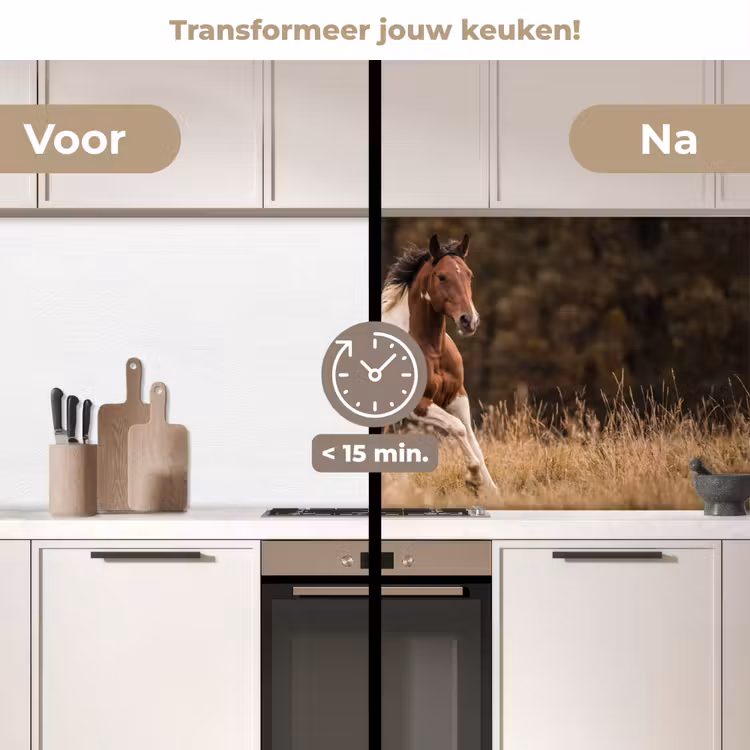 Keuken achterwand - Paard - Bruin - Gras — 3