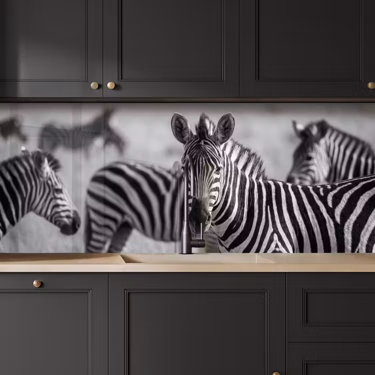Keuken achterwand - Zebra's - Zwart - Wit — 6