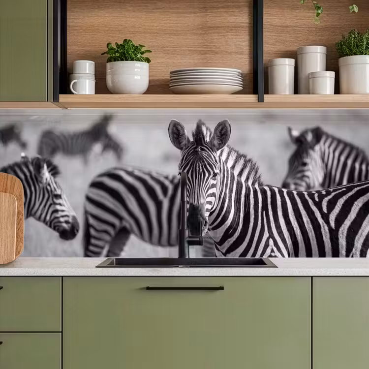 Keuken achterwand - Zebra's - Zwart - Wit — 7