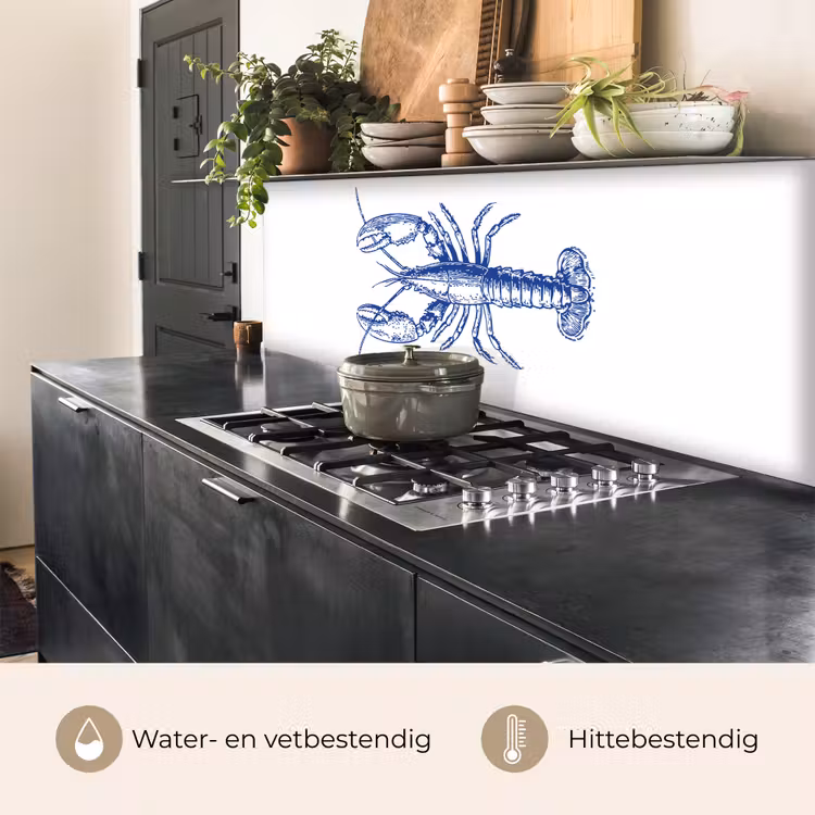 Keuken achterwand - Blauw - Kreeft - Wit — 5