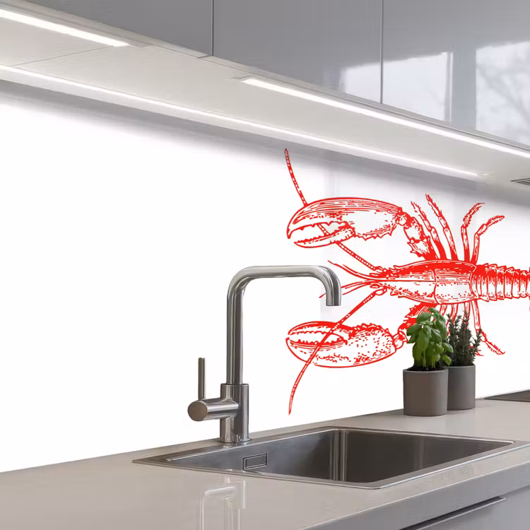 Keuken achterwand - Kreeft - Rood - Wit — 2