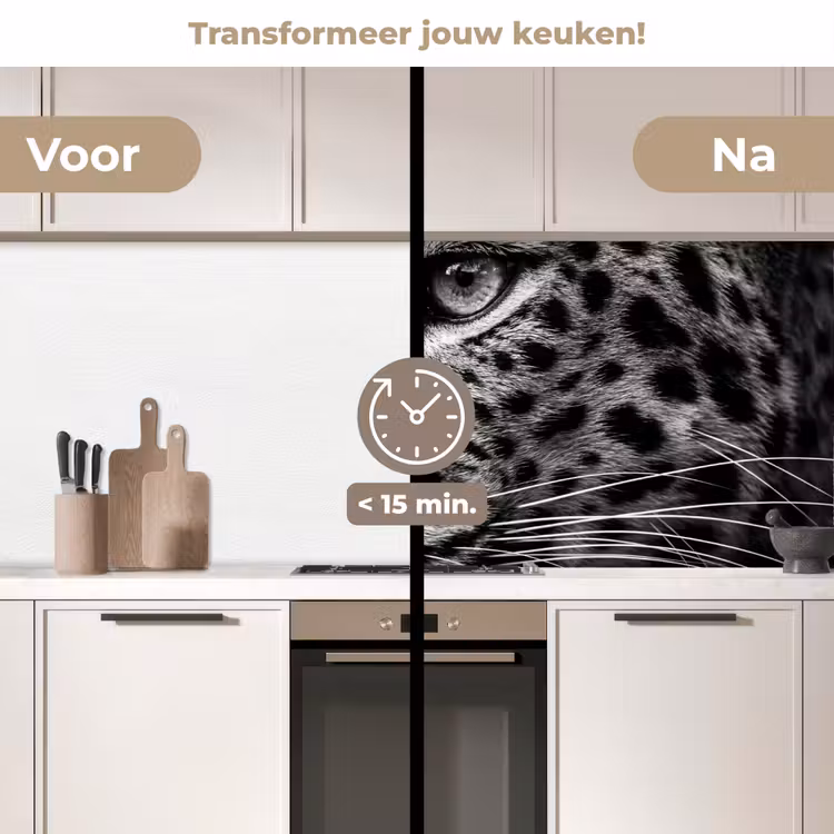 Keuken achterwand - Luipaard - Zwart - Wit - Oog — 3