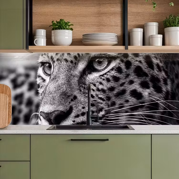 Keuken achterwand - Luipaard - Zwart - Wit - Oog — 7