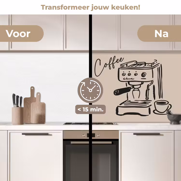 Keuken achterwand - Espressomachine - Beige - Zwart — 3