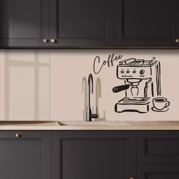 Keuken achterwand - Espressomachine - Beige - Zwart — 6