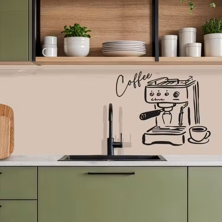 Keuken achterwand - Espressomachine - Beige - Zwart — 7