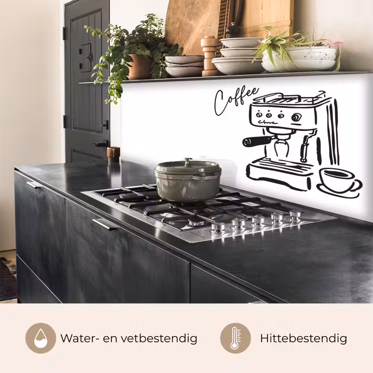 Keuken achterwand - Espressomachine - Zwart - Wit — 5