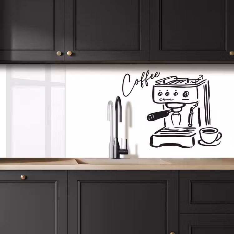 Keuken achterwand - Espressomachine - Zwart - Wit — 6