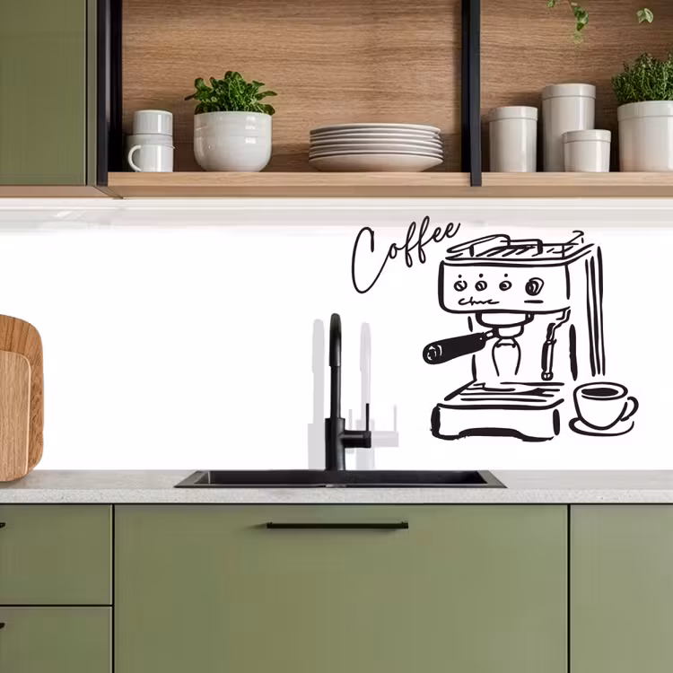 Keuken achterwand - Espressomachine - Zwart - Wit — 7