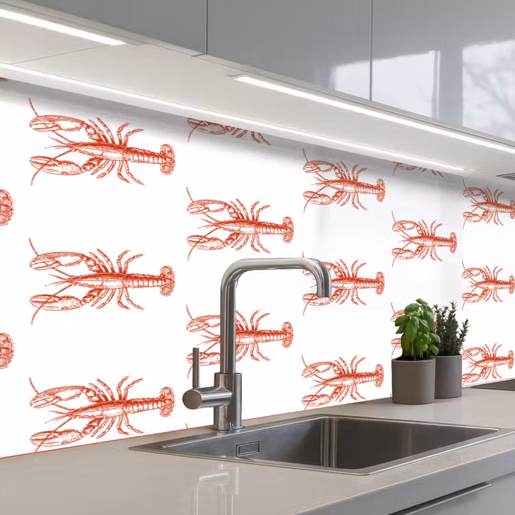 Keuken achterwand - Kreeften - Rood - Patroon — 2