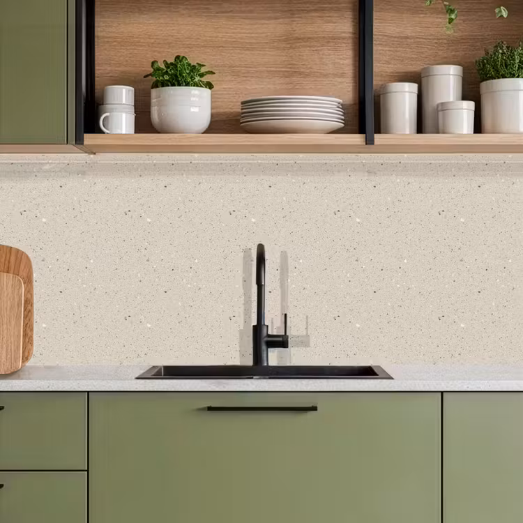 Keuken achterwand - Lichtbeige - Terrazzo - Grijs — 7
