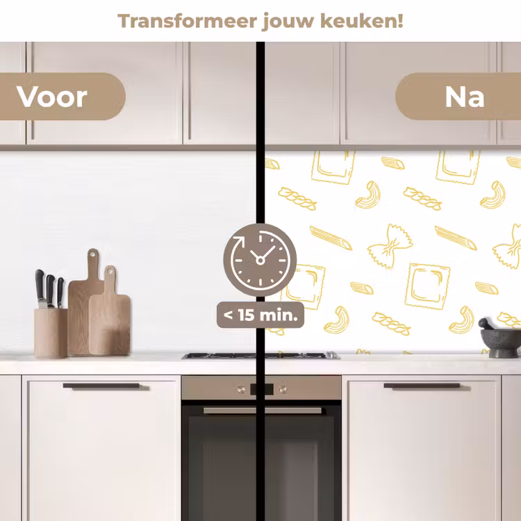 Keuken achterwand - Pasta - Geel - Wit - Patroon — 3