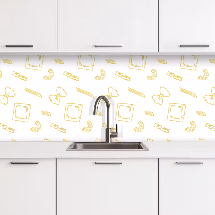 Keuken achterwand - Pasta - Geel - Wit - Patroon — 4