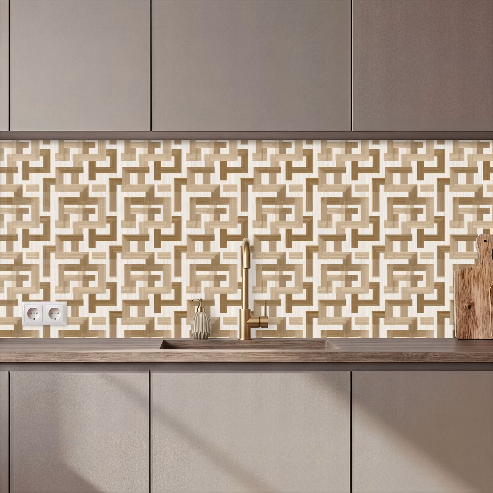 Keuken achterwand - Geometrisch - Retro - Bruin — 1