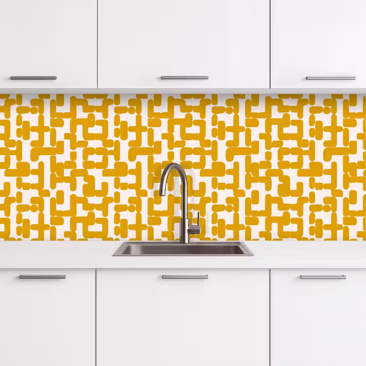 Keuken achterwand - Geel - Beige - Patroon — 4