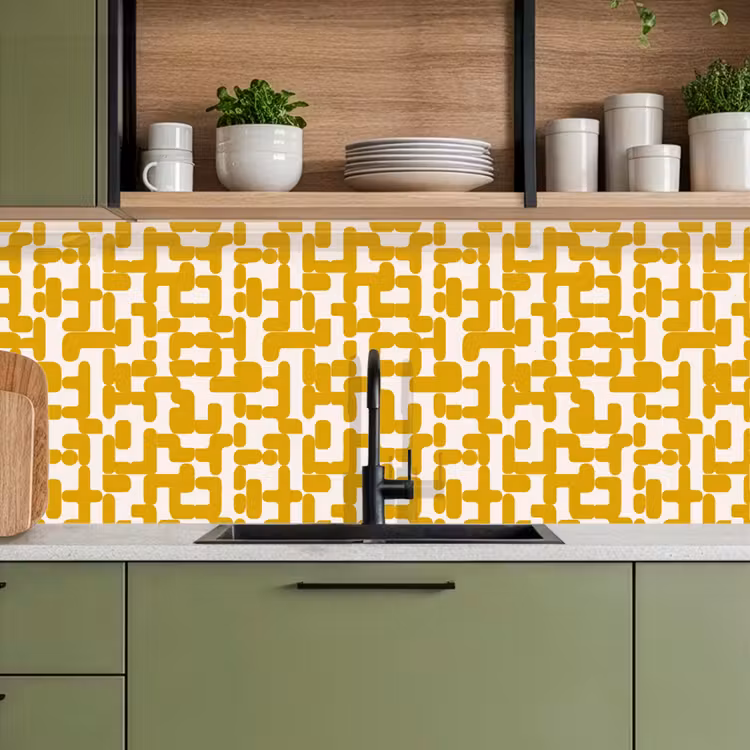 Keuken achterwand - Geel - Beige - Patroon — 7