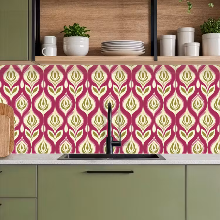 Keuken achterwand - Retro - Floraal - Paars — 7