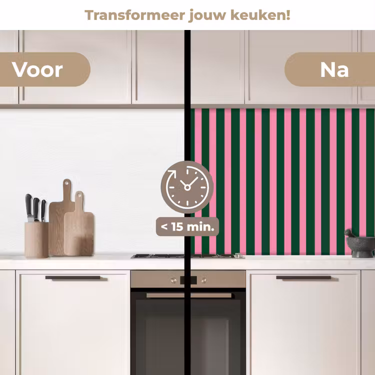 Keuken achterwand - Verticale strepen - Groen - Roze — 3