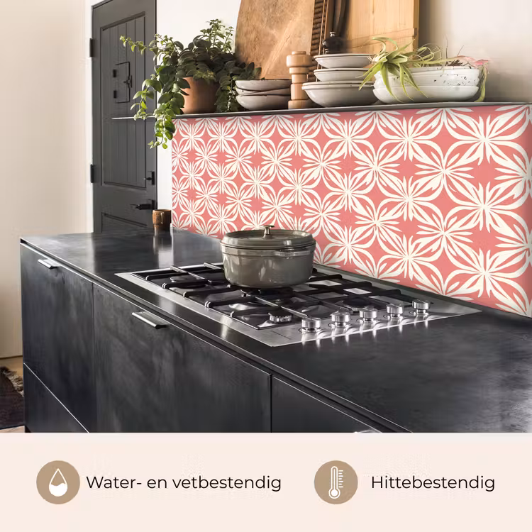 Keuken achterwand - Roze - Bloemenmotief - Wit - Modern — 5