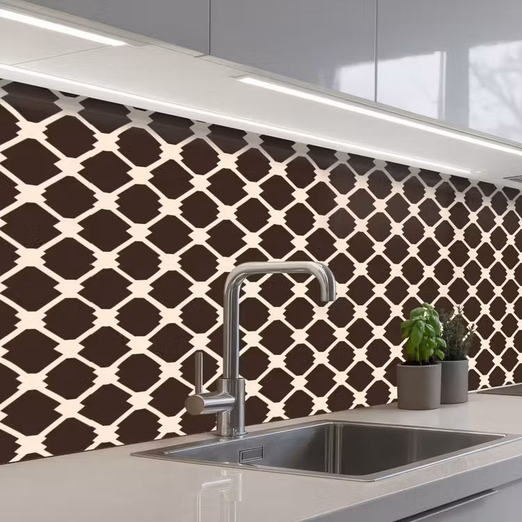 Keuken achterwand - Bruin - Ruitpatroon - Geometrisch — 2