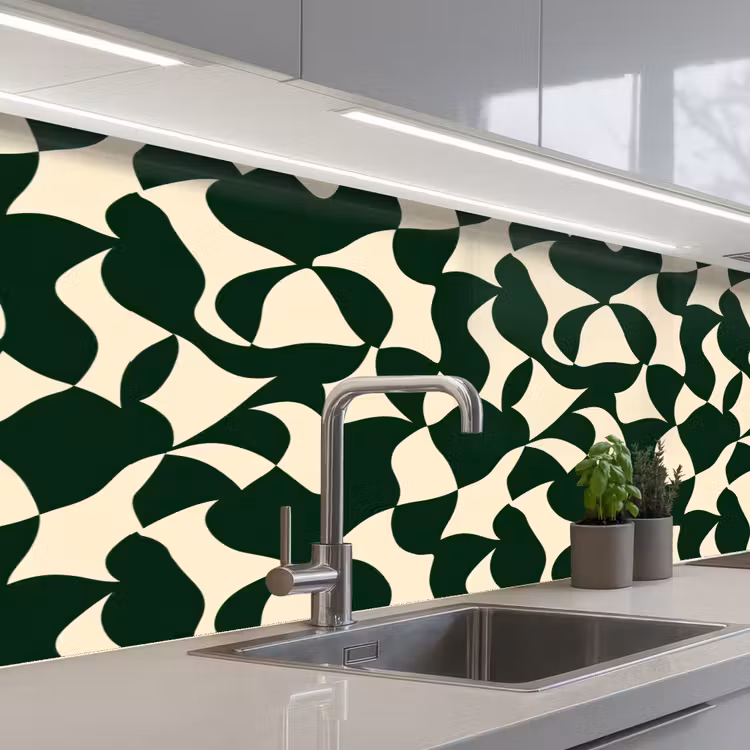 Keuken achterwand - Groen - Organische vlakken - Crème — 2