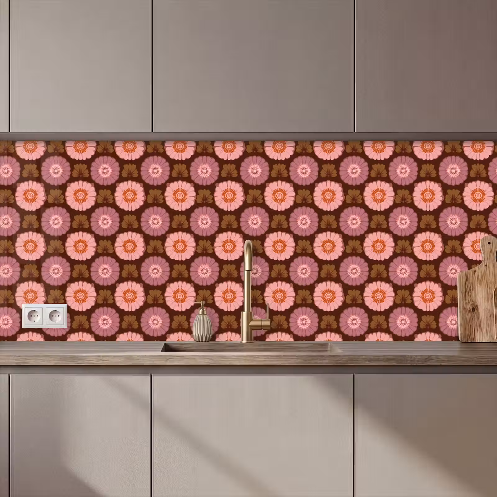 Keuken achterwand - Retro - Madelief - Roze — 1