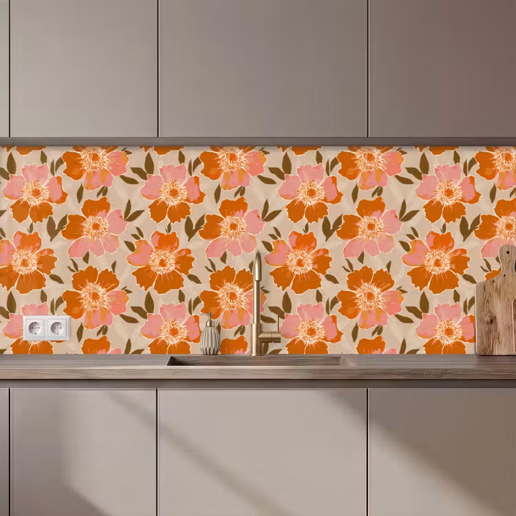 Keuken achterwand - Bloemen - Motief - Retro — 1