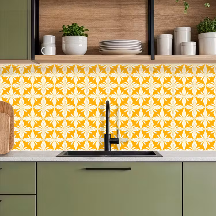 Keuken achterwand - Patroon - Retro - Geel — 7