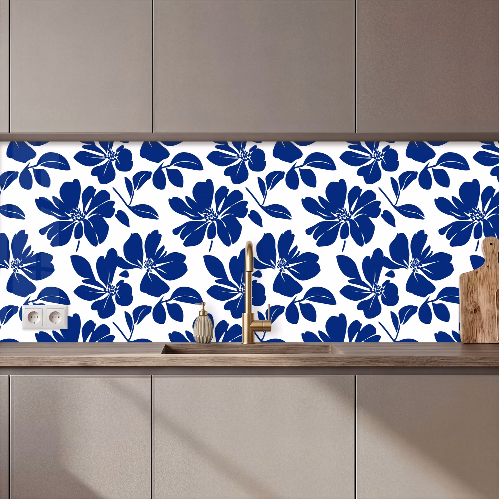 Keuken achterwand - Floraal - Modern - Blauw — 1
