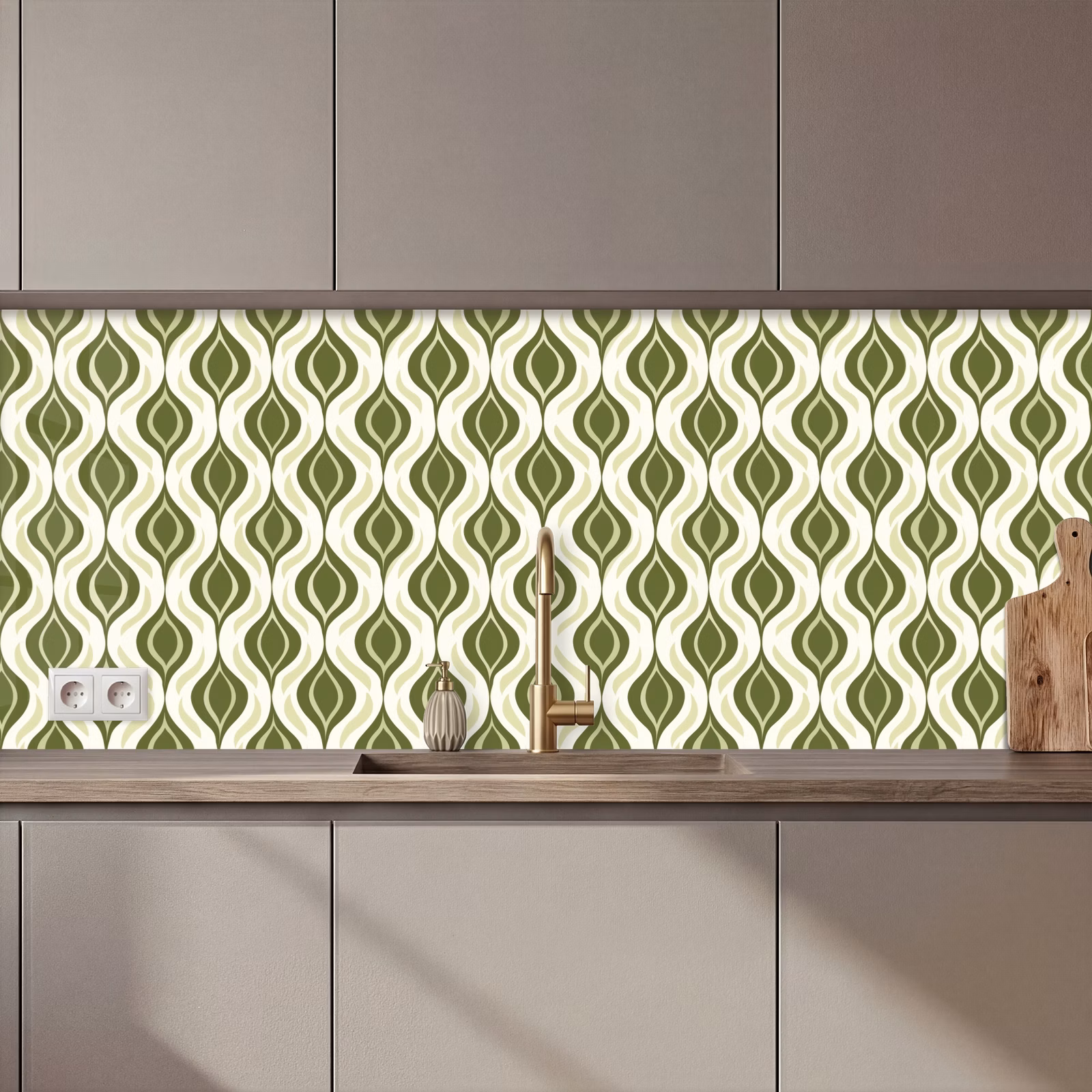Keuken achterwand - Patroon - Retro - Groen — 1
