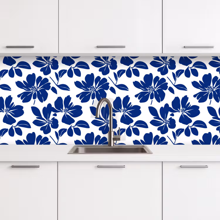 Keuken achterwand - Floraal - Modern - Blauw — 4