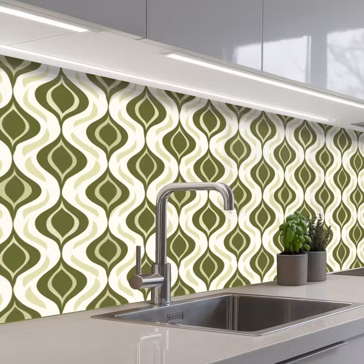 Keuken achterwand - Patroon - Retro - Groen — 2