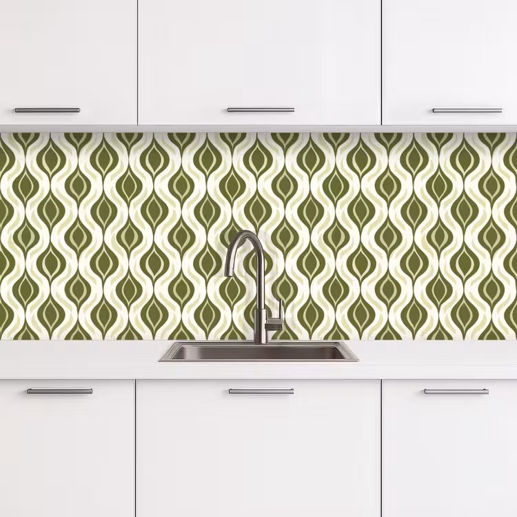 Keuken achterwand - Patroon - Retro - Groen — 4