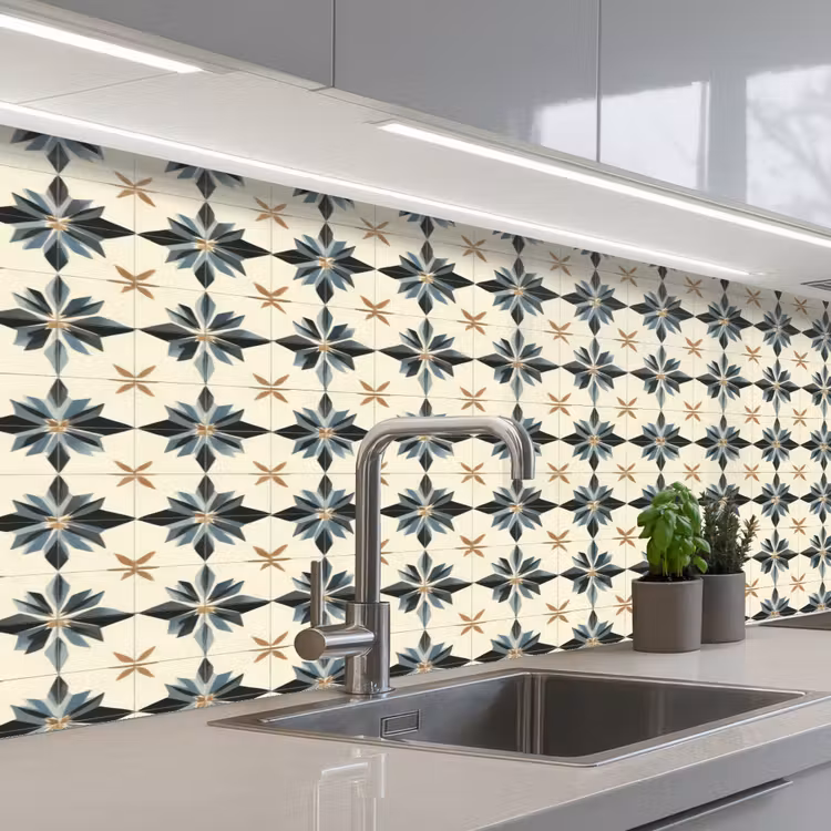 Keuken achterwand - Sierlijk - Ornament - Blauw — 2