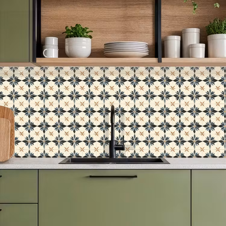 Keuken achterwand - Sierlijk - Ornament - Blauw — 7