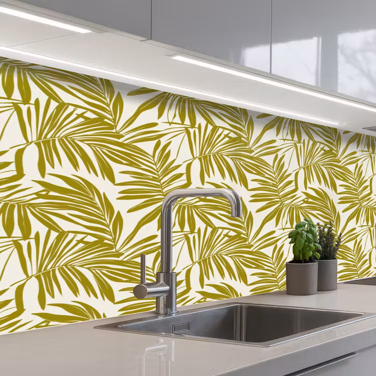 Keuken achterwand - Palmblad - Patroon - Groen — 2