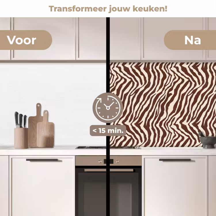 Keuken achterwand - Zebra - Patroon - Zwart - Wit — 3