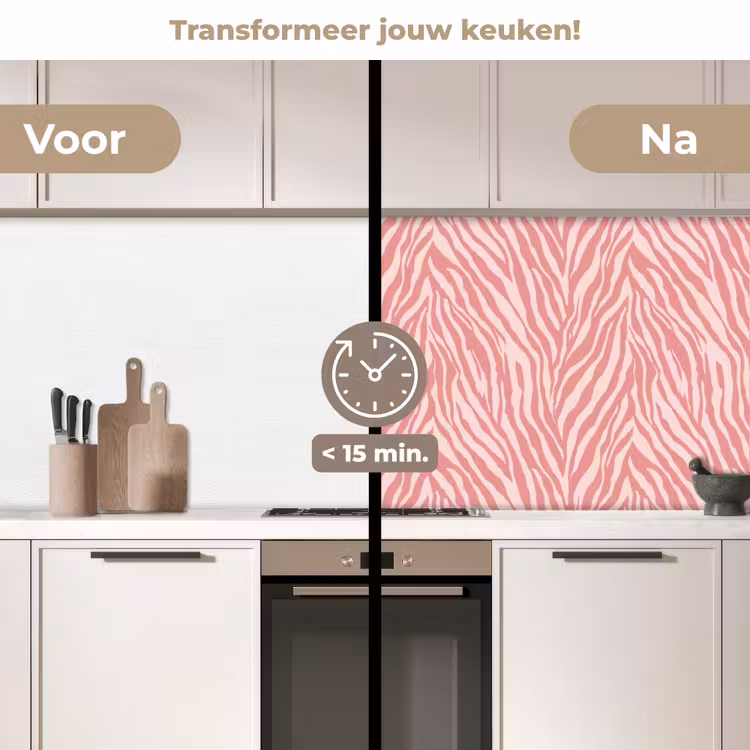 Keuken achterwand - Zebra - Print - Roze — 3