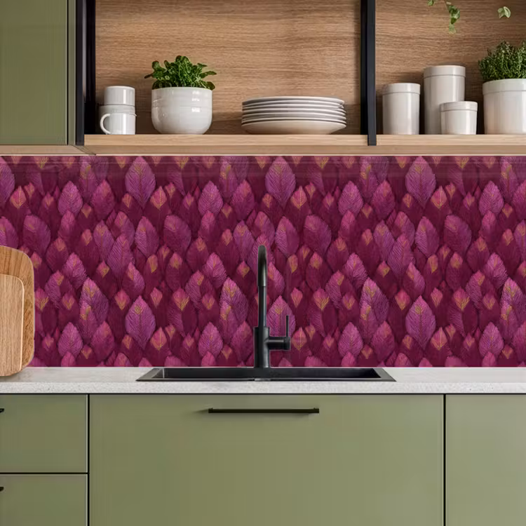 Keuken achterwand - Bladeren - Patroon - Burgundy — 7