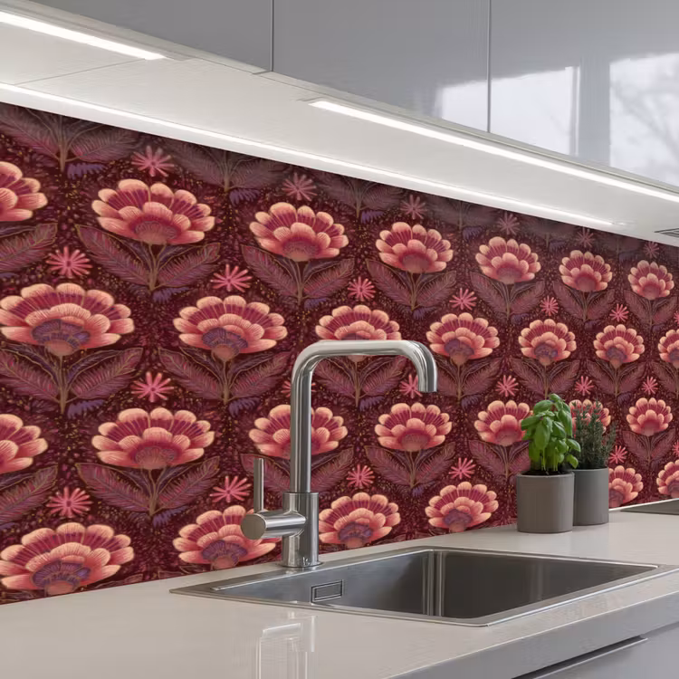 Keuken achterwand - Bloemen - Waaier - Paars — 2