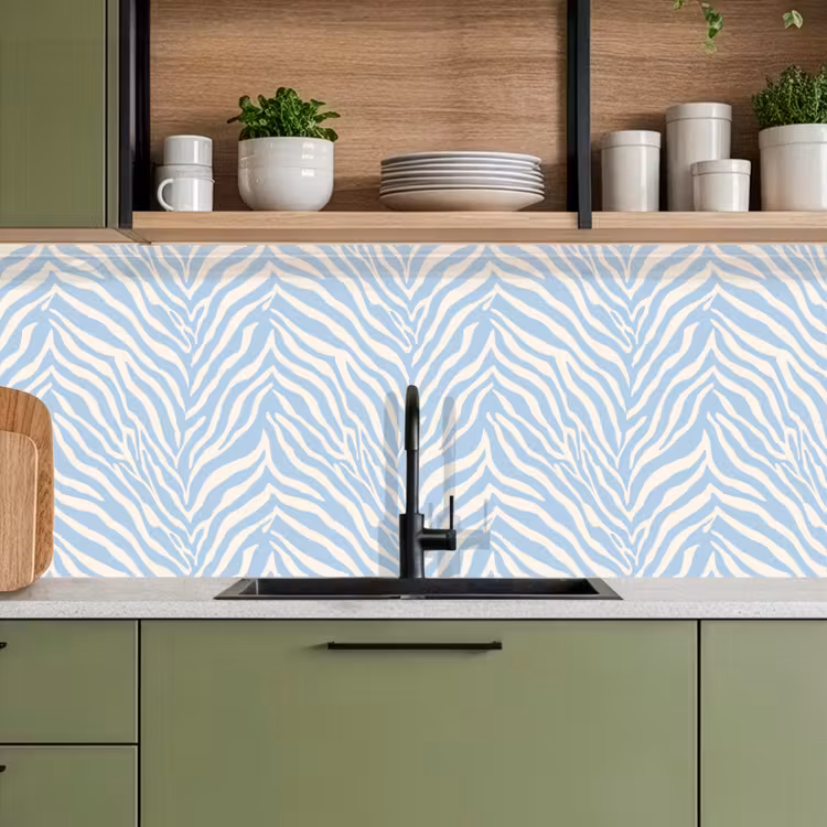 Keuken achterwand - Zebra - Motief - Blauw - Wit — 7