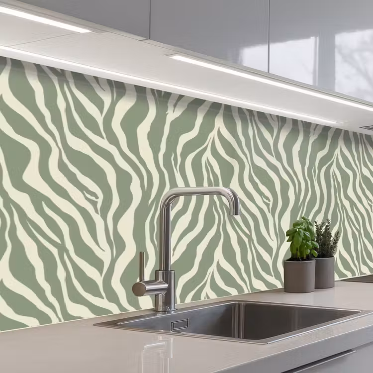 Keuken achterwand - Zebra - Motief - Groen — 2