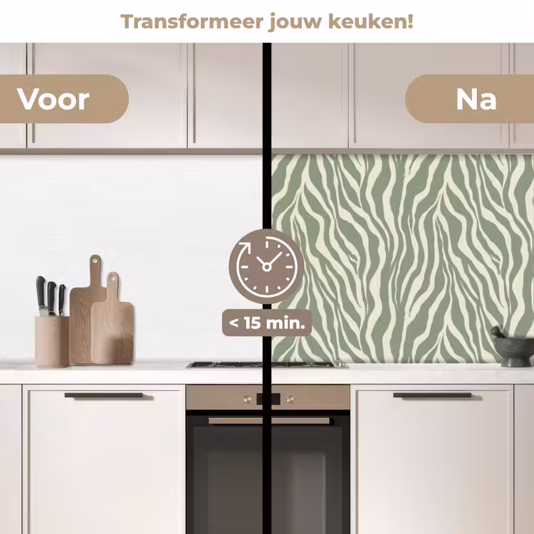 Keuken achterwand - Zebra - Motief - Groen — 3